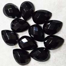 13X18MM FACETED PEAR CABOCHON BLACK ONYX(8PCS/BAG)